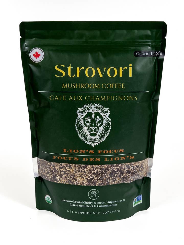 Café aux Champignons | Focus du Lion | Clarté Cognitive pour la vente par Strovori