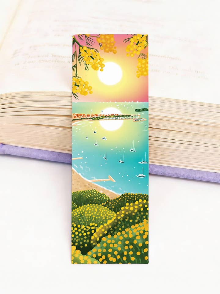 Segnalibro viaggi vacanze Francia Cannes Mimosa estate per la vendita all'ingrosso da parte di Aniet Illustration