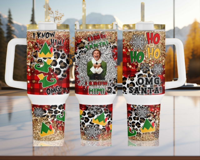 KB & Co. - Vente Gourde/bouteille isotherme - Motif de guépard de Noël en forme de lutin - Gobelet 40 oz   2