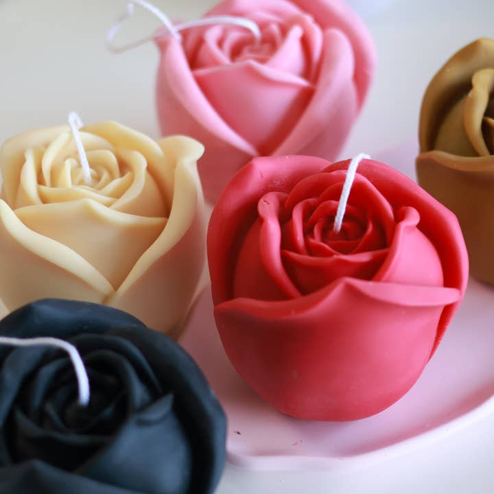 Large Rose Candle 4x4x4in - Flowers for wholesale by Agaboo Candle