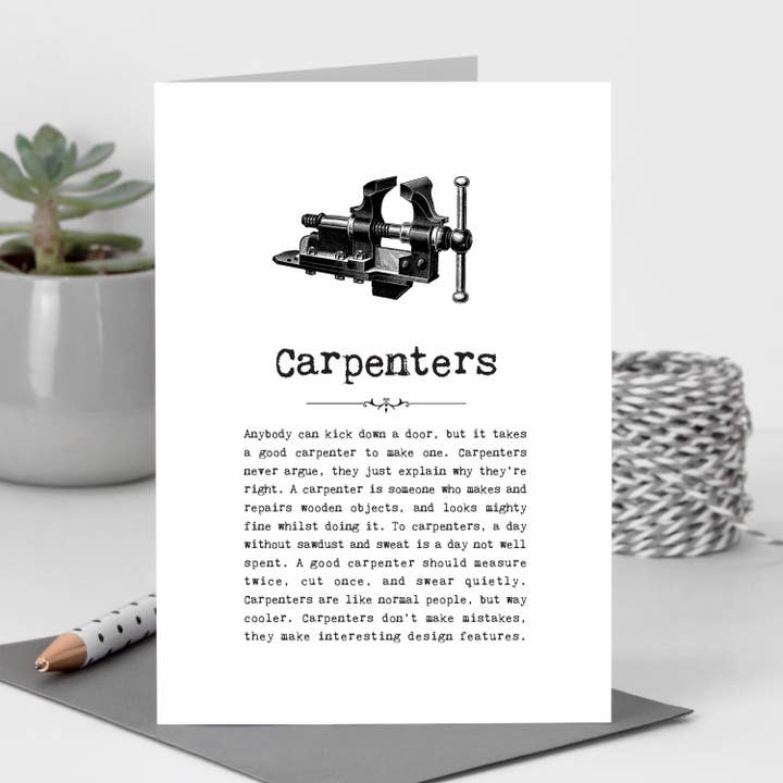 Carpenters Card, Carpentry Occupation Card For Chippies for wholesale by Coulson Macleod (U.S. Duties Paid)