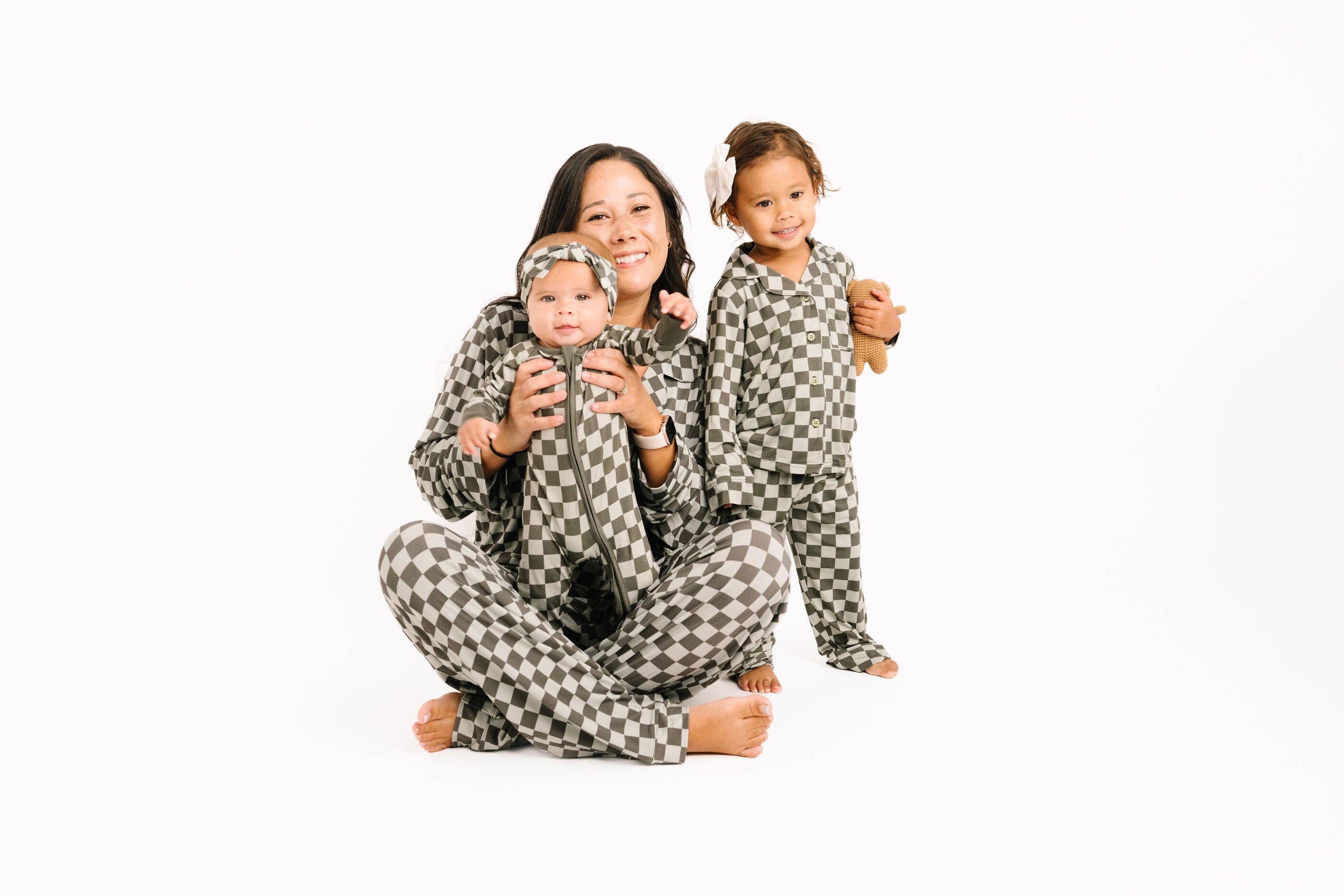 Little One Shop - Wholesale Top & Pant Set - Kids - Pine Checkered Kid Long Sleeve Bamboo Button Up Set10