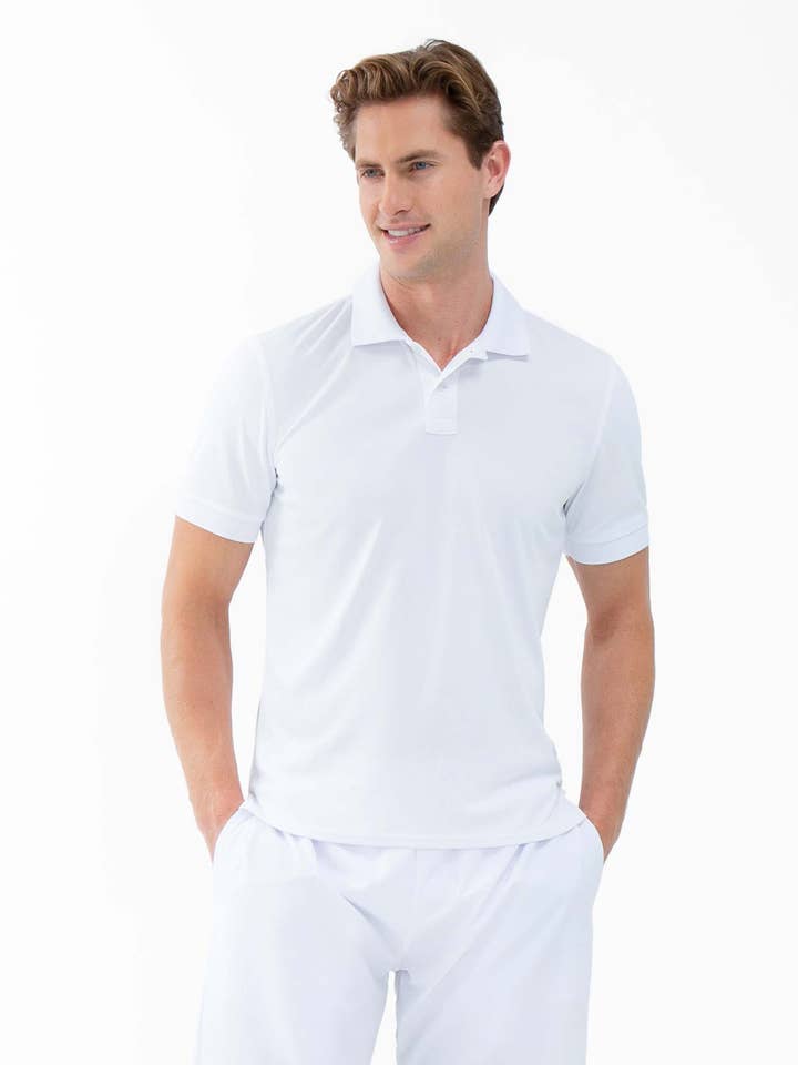 Performance Men's Classic Tennis Rib Collar Polo - White for wholesale by Inphorm