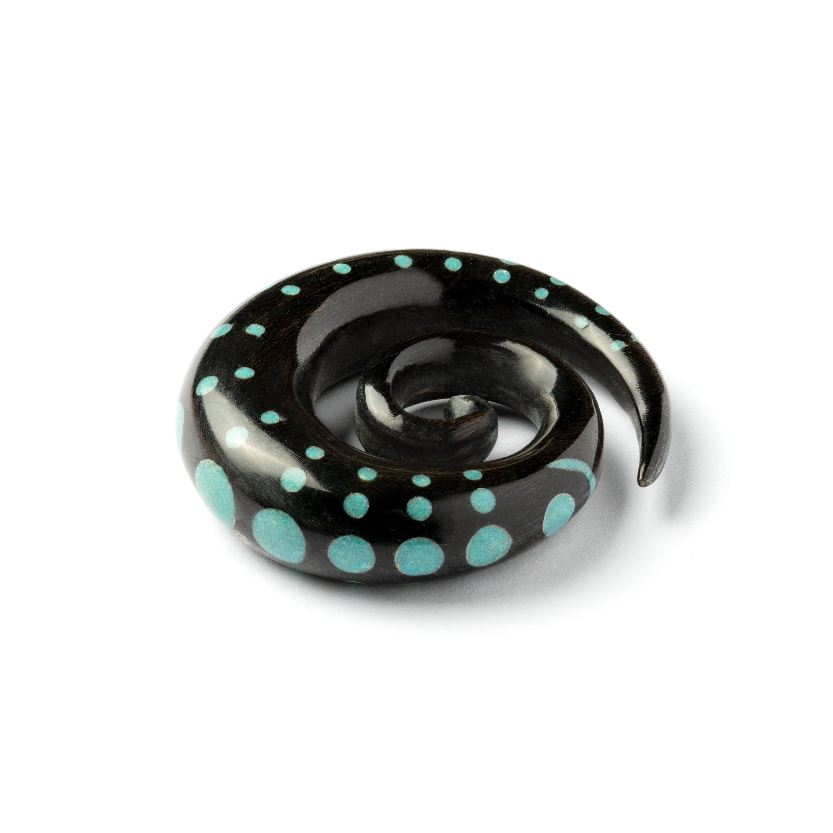 Tribu - Wholesale Gauge/plug earrings - Dotted Spiral Gauges with Stone Inlay12