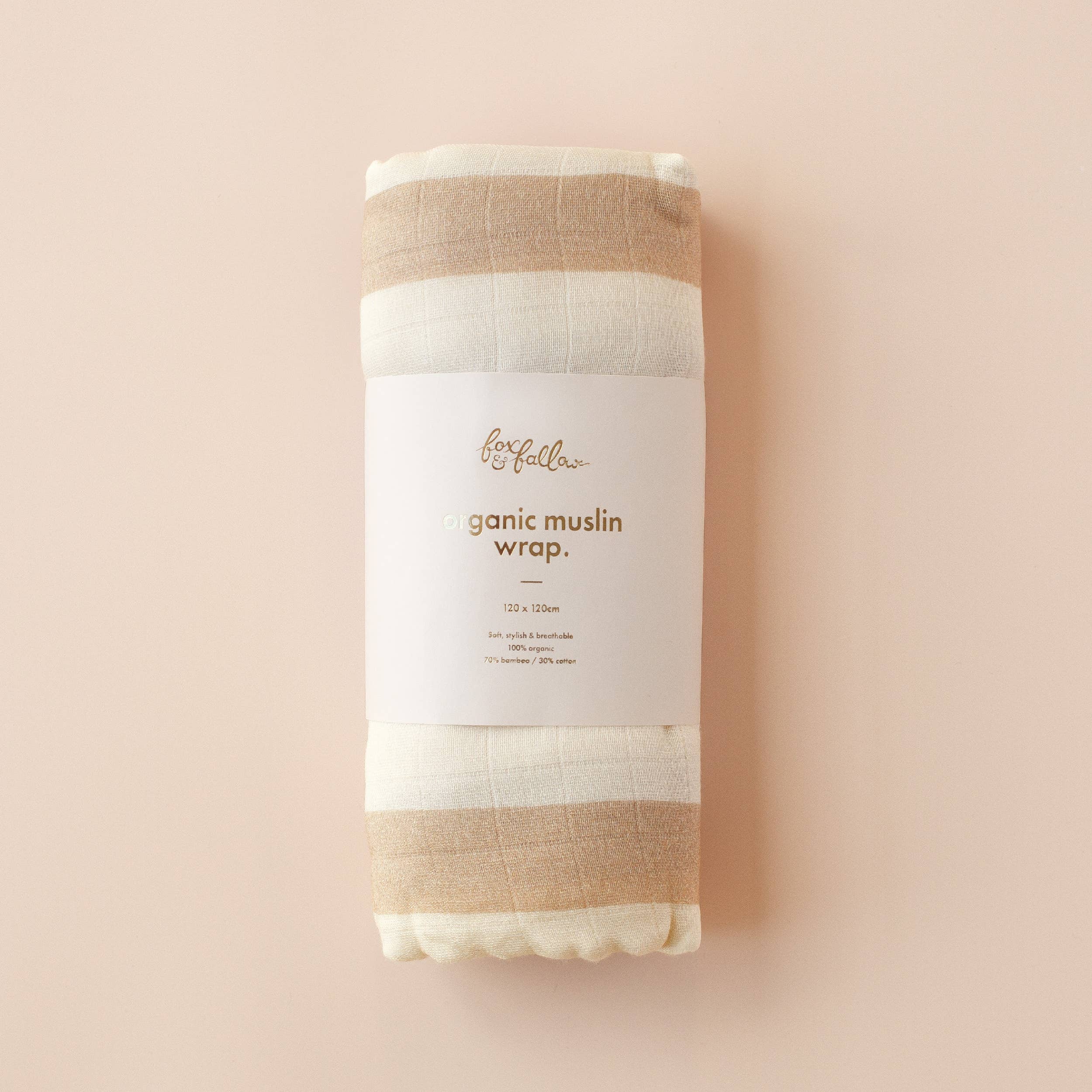 Fox & Fallow - Wholesale Swaddle – Baby - Coffee Stripe Organic Muslin Wrap Swaddle