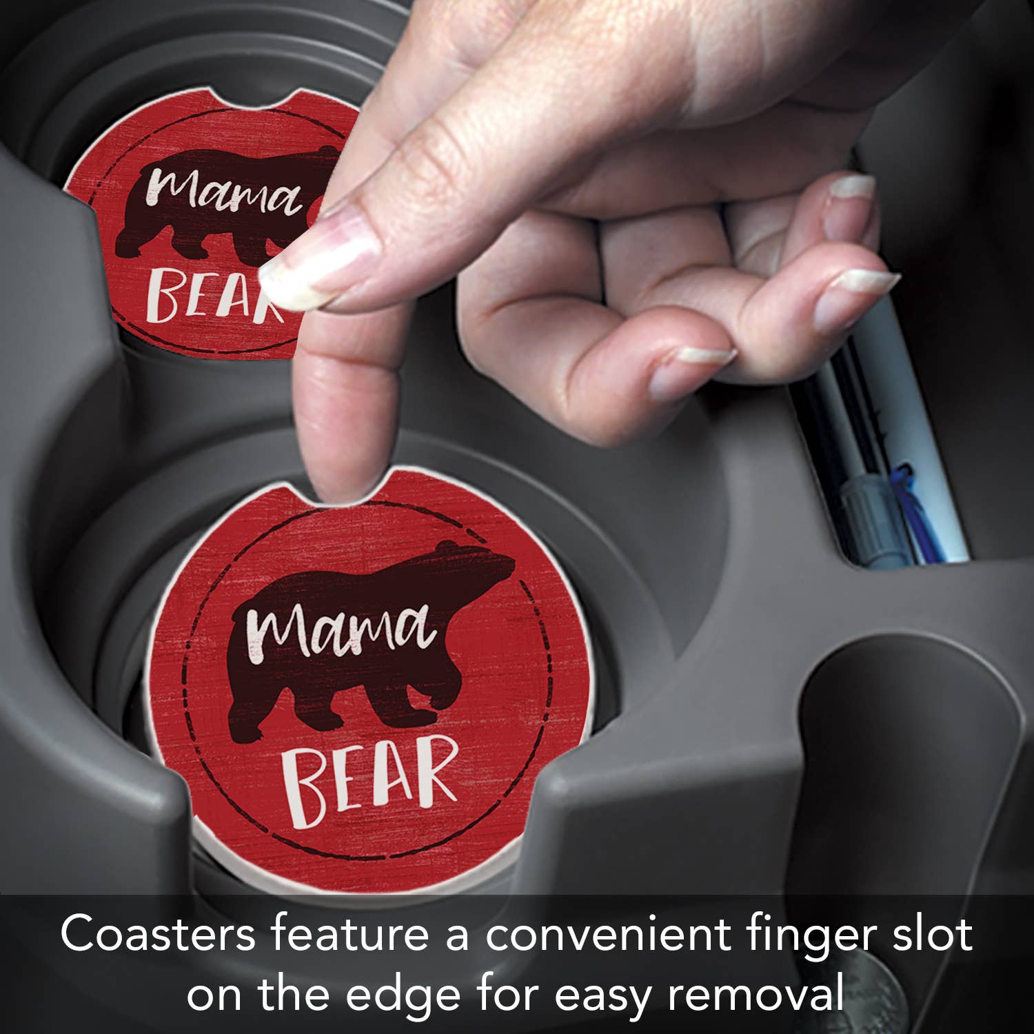 CounterArt/Highland Home/Thirstystone - Wholesale Car Coaster - Women's - Mama Bear Bulk Absorbent Stone Car Coaster-NO PACKAGING3