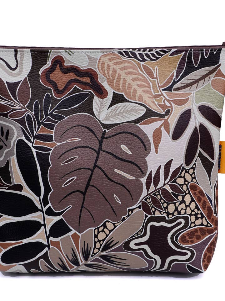 Moody cheeseplant cosmetic bag for wholesale by Lousurfacepattern