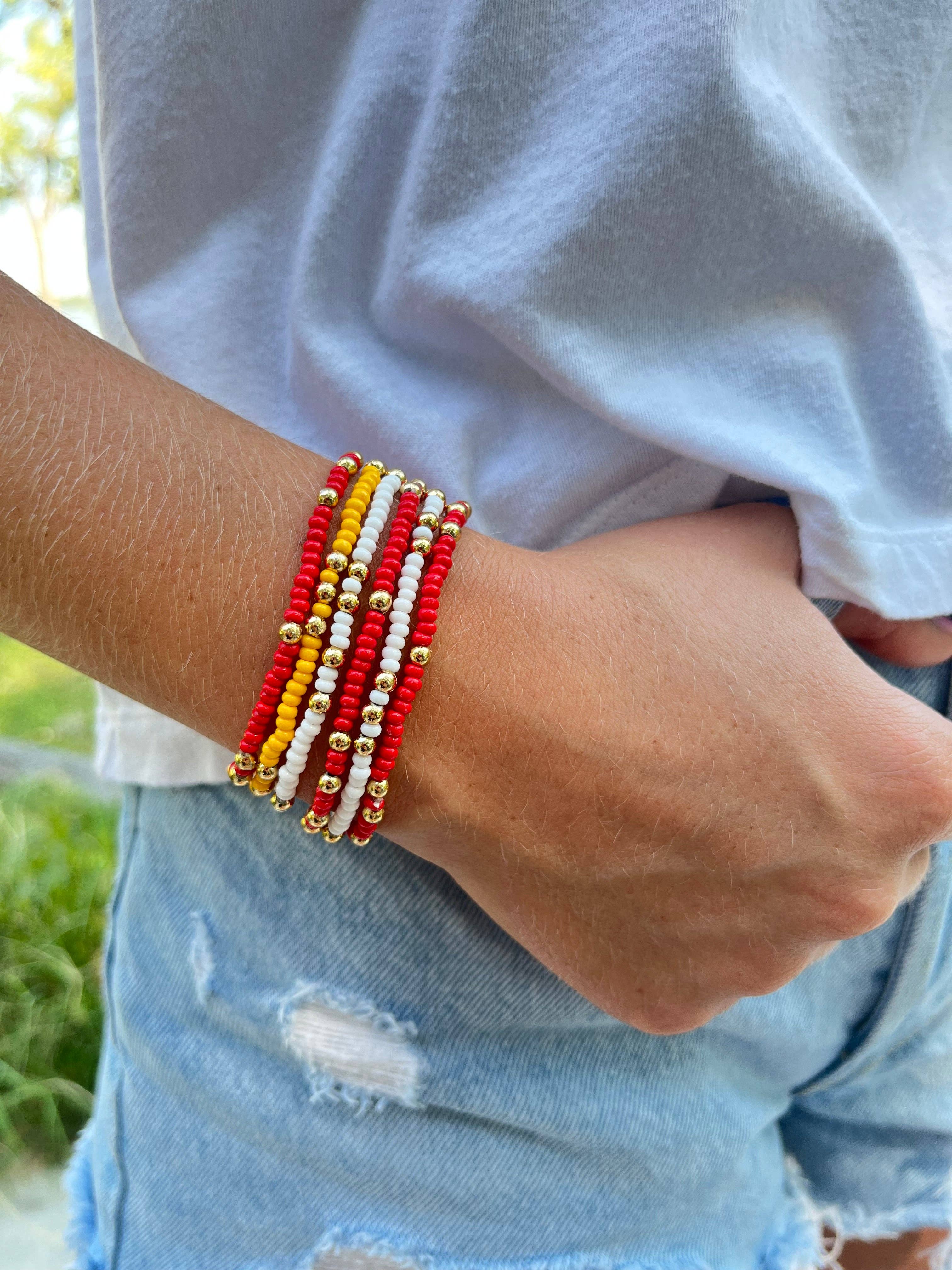 Color Shout - Vente Parures de bijoux - B201 XO-Chi Omega Couleurs Empilables : Ensemble de 6 Bracelets Élastiques Perlés1