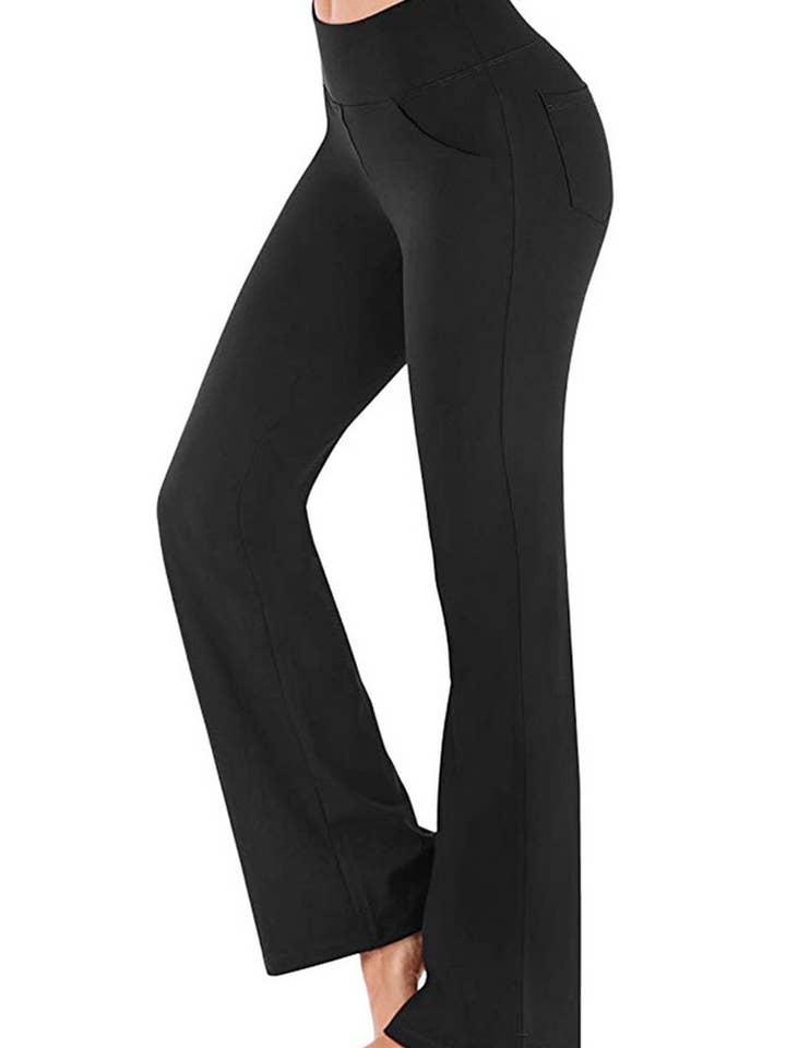 NINEXIS - Wholesale Pants - Women's - CWBLP1333_HIGH-WAISTED FLARED YOGA WIDE-LEG TROUSERS