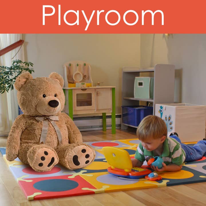ShopBobbys - Wholesale Stuffed/Plush Toy - Kids & Baby - JOON Huge Teddy Bear With Ribbon, Tan