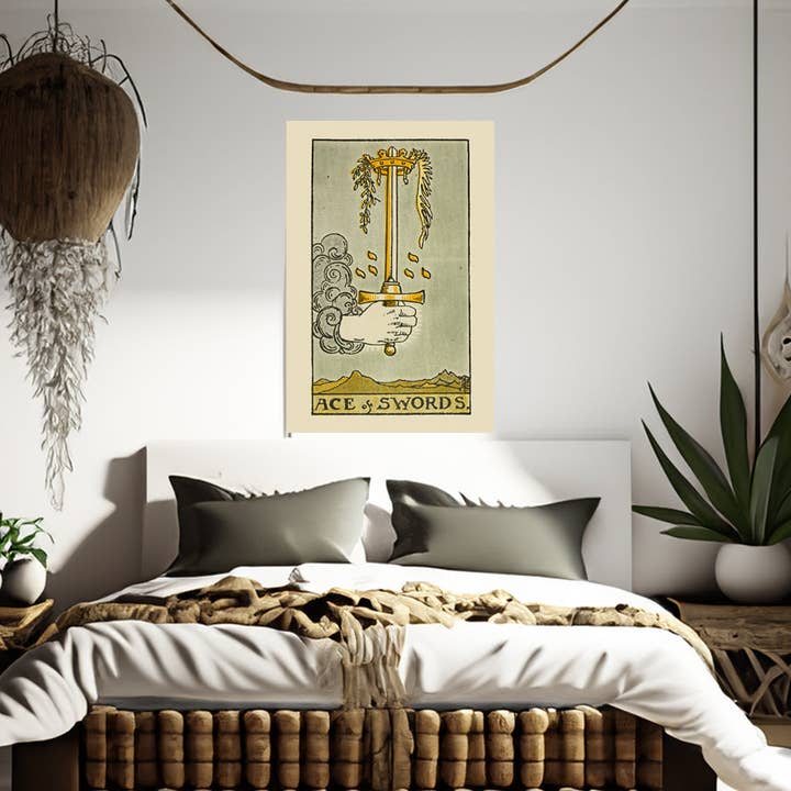 Ace Of Swords Canvas Print - Tarot Card Art for Home or Office - Apothecary Decor for wholesale by Print Pothecary