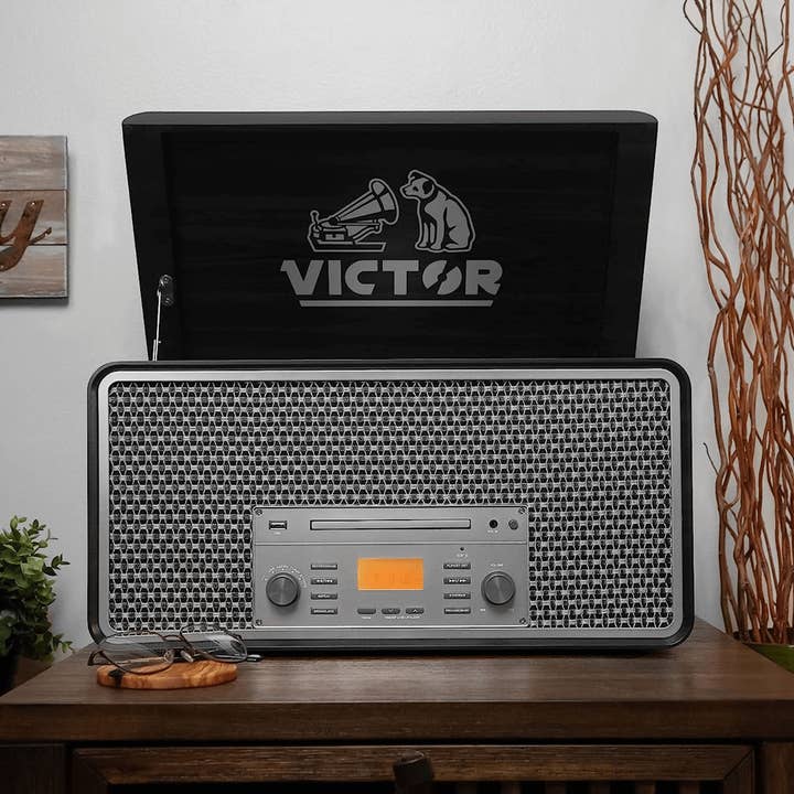 JupiterGear Home - Wholesale Speakers - Victor Monument 8-in-1 Wood Music Center w 3-Speed Turntable21