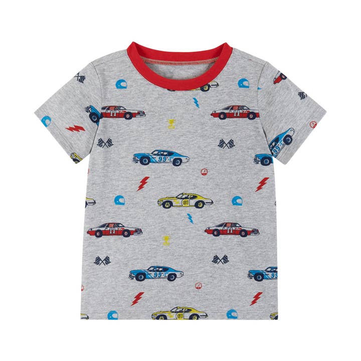 Grey Kids Race Car Print T-Shirt for wholesale on Faire