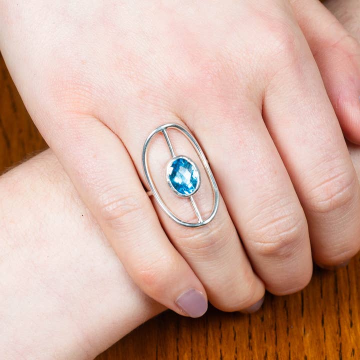 Swiss Topaz Halo Ring for wholesale by Freddie Collier Studio