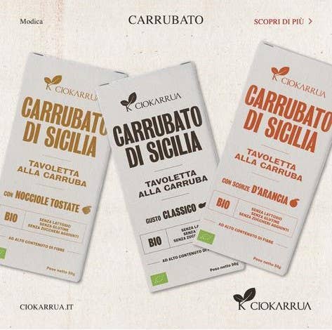 Ciokarrua - Vendita all'ingrosso Barrette - Carrubato di Sicilia, scorza d'arancia, biologico, 50 gr 3