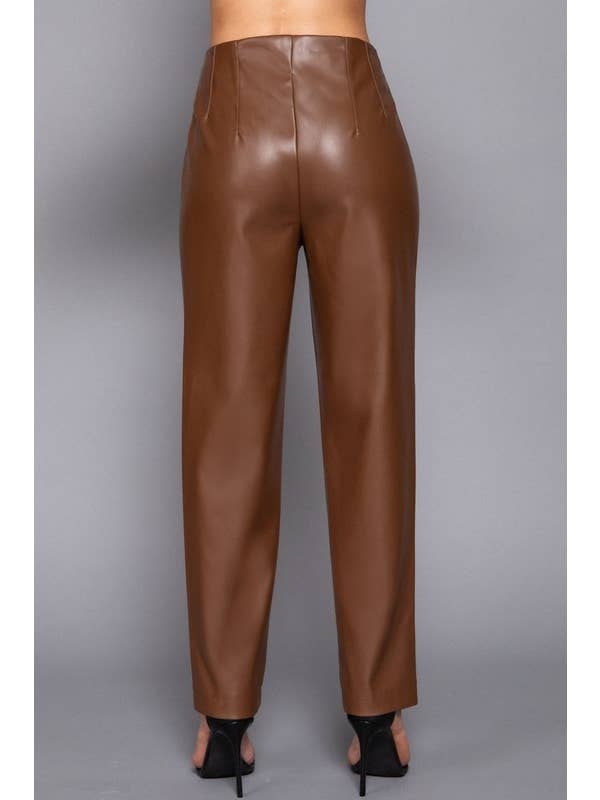 Lemon Tree - Wholesale Pants - Women's - HIGH WAIST SLIM FIT FAUX LEATHER LONG PANTS5