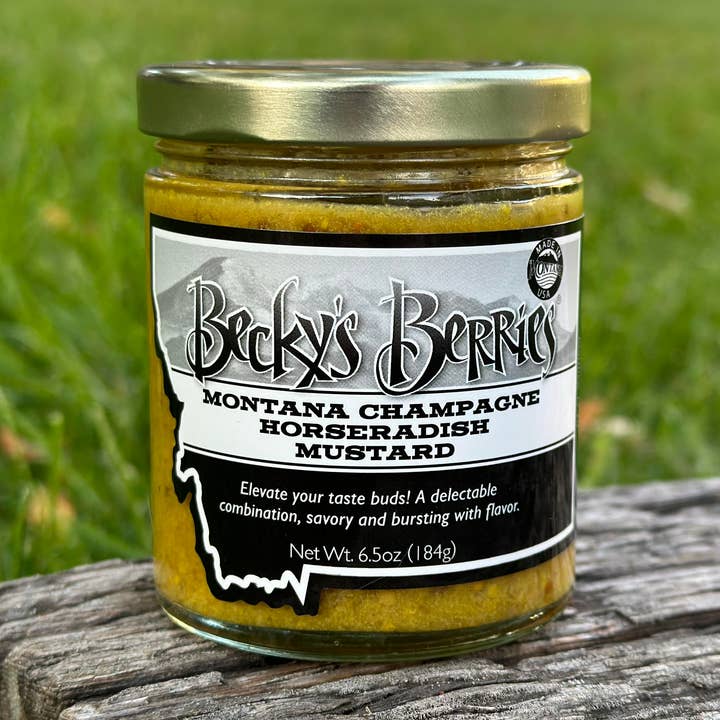 Moutarde au raifort Montana Champagne pour la vente par Becky's Berries