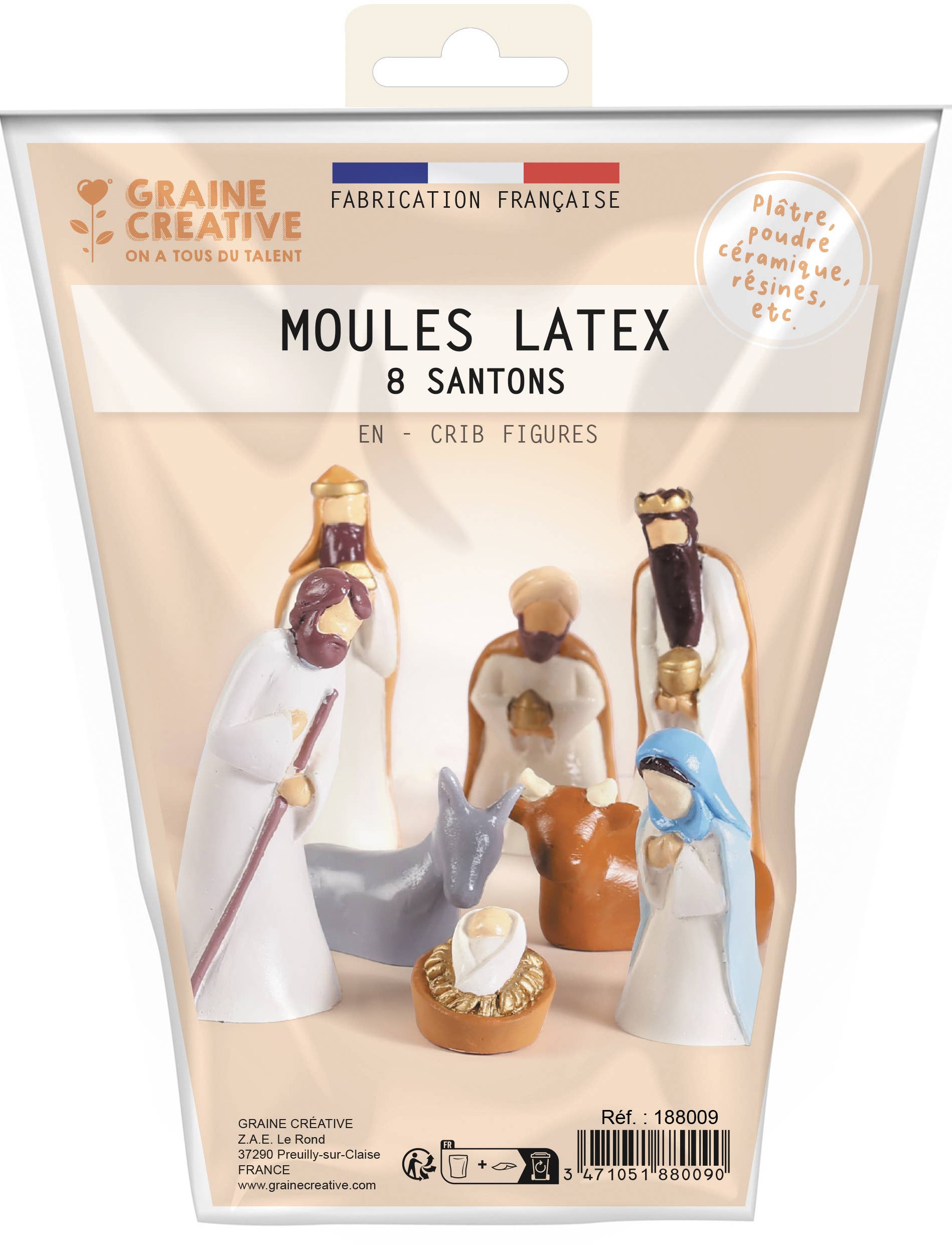 Graine Créative - Wholesale DIY Craft Kit - LATEX MOULD SET OF 8 NURSERY SUBJECTS