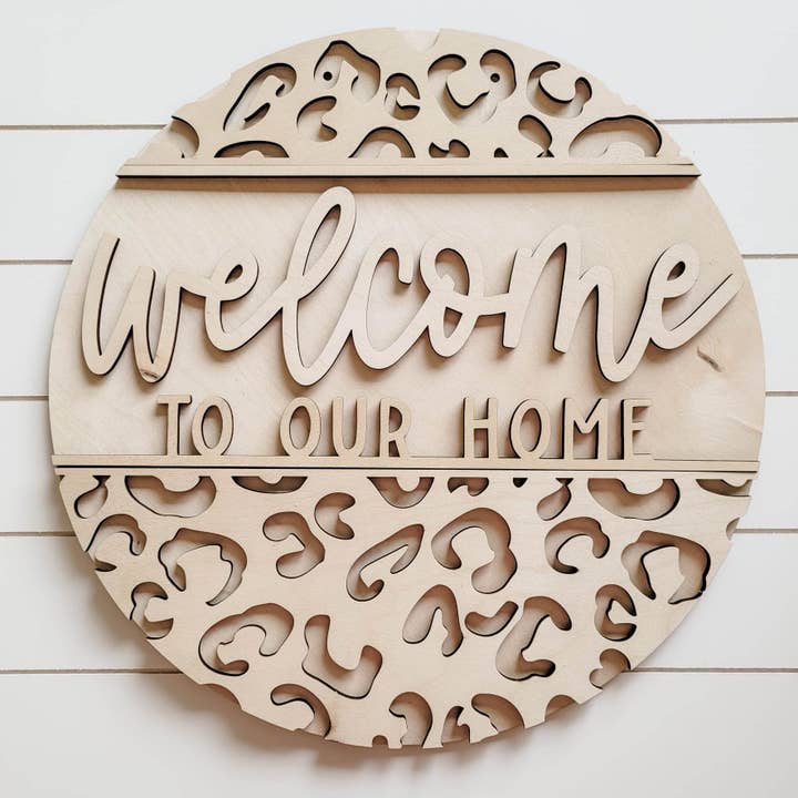 Studio 29 Eleven - Wholesale DIY Craft Kit - Leopard Print Welcome to our home - DIY Door Hanger