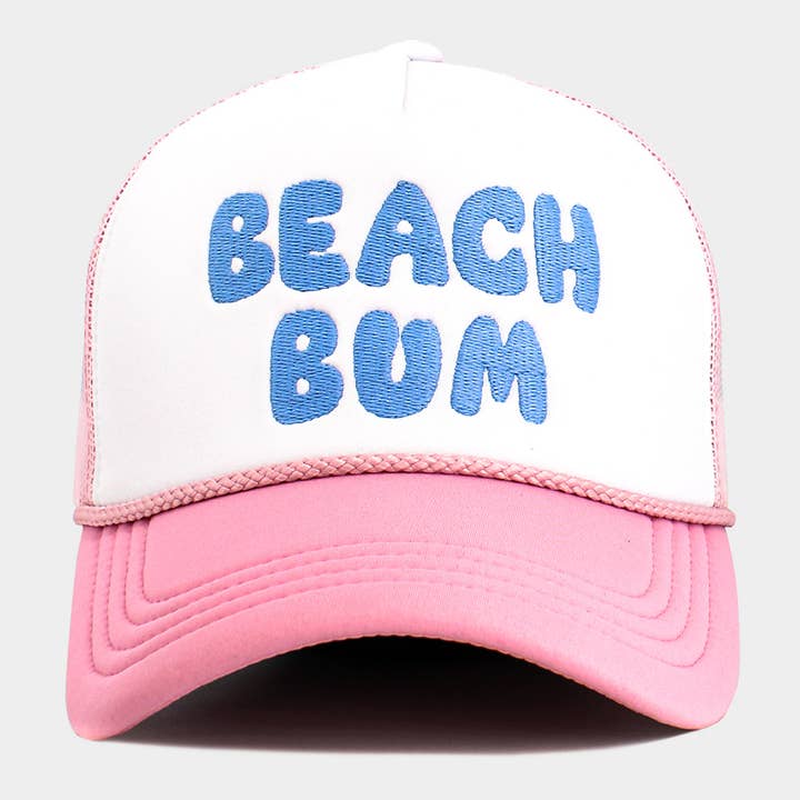 Sensibling Corp. - Wholesale Trucker Hat - Women's - BEACH BUM Message Embroidered Mesh Back Trucker Hat