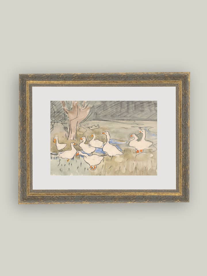 Arte Antiga Emoldurada com Lagoa de Gansos por atacado de Petal Lane Home