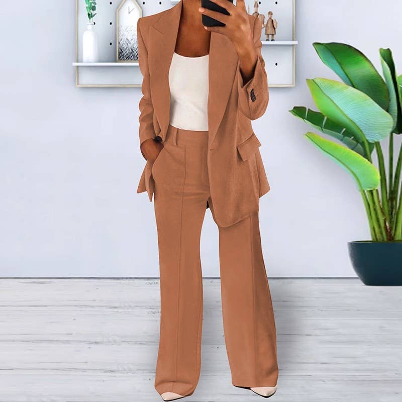 Lily Clothing - Wholesale Suit Set - Women's - Fashionable solid-color suit jacket trousers set7