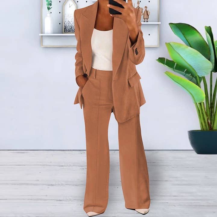 Lily Clothing - Wholesale Suit Set - Women's - Fashionable solid-color suit jacket trousers set7