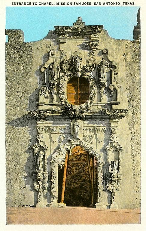 Found Image Press - Wholesale Magnet - Magnet TX-160 Chapel Entrance, Mission San Jose, San Antonio0