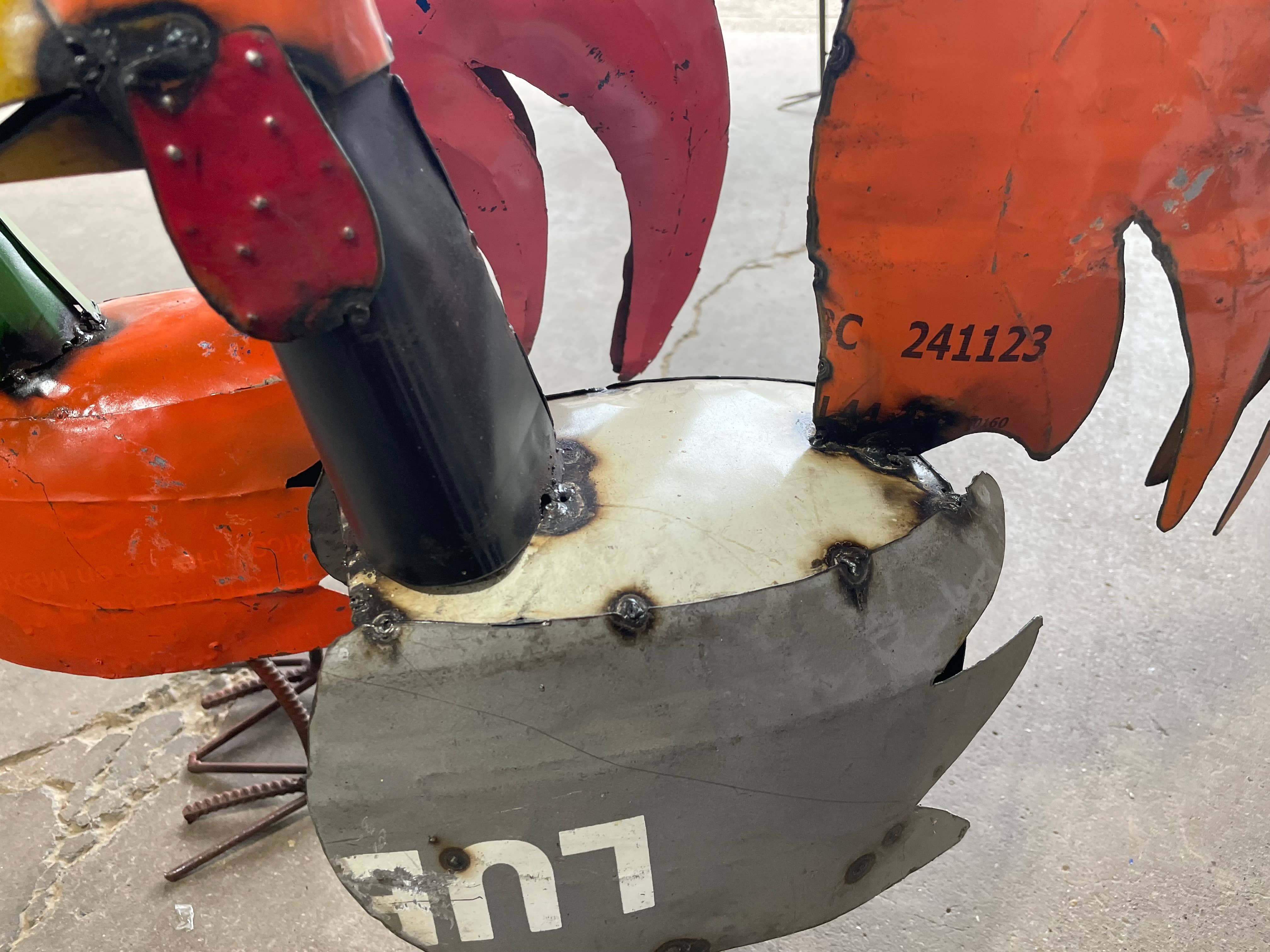 My Amigos Imports - Wholesale Outdoor Ornament/Decor - Connie Colorful Recycled Metal Rooster-WH5-Yard Art-9x20x24H5