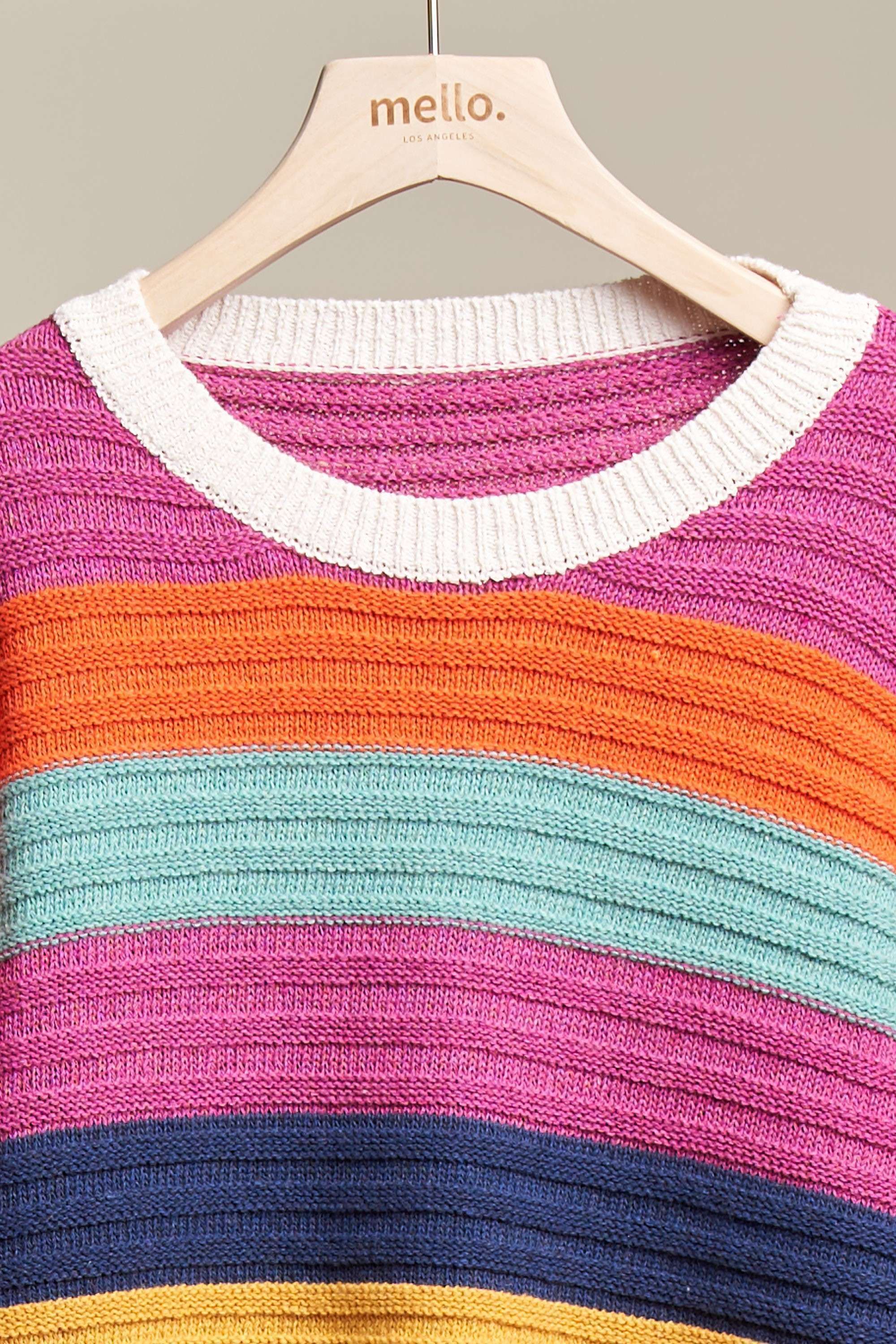 Mello. - Wholesale Knit Sweater - Women's - Multi Color Stripe Sweater5
