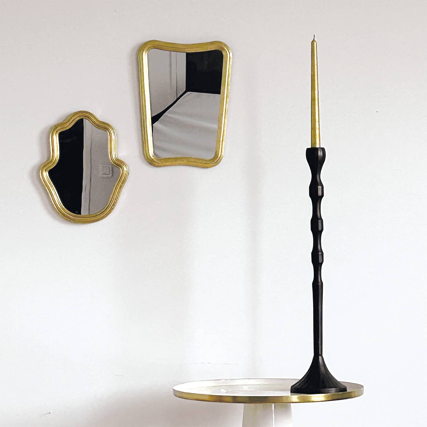 Opjet Paris – wholesale Prydnadsljus – Set med 4 långa randiga guldfärgade fackelljus D2,1 H25cm1