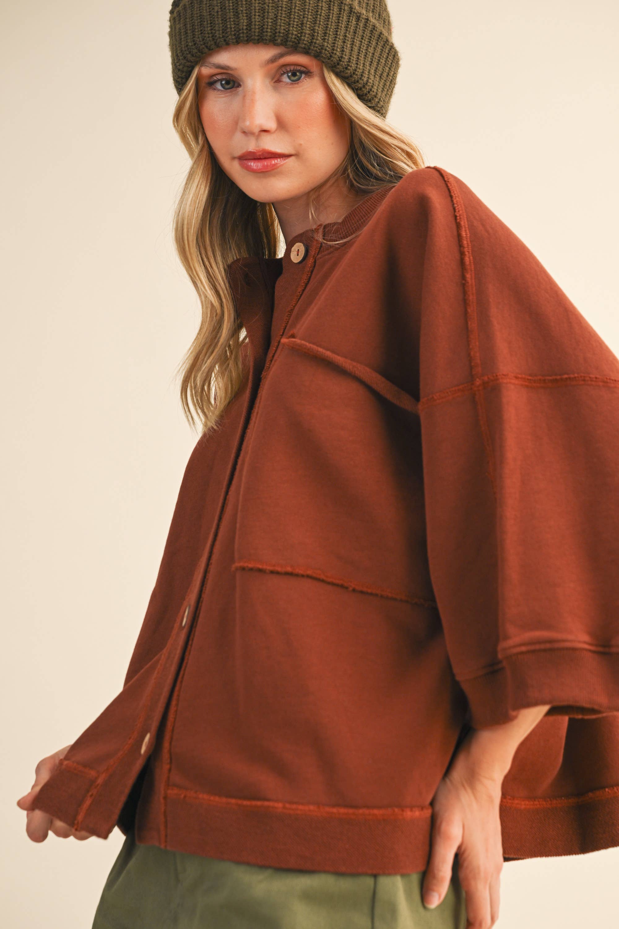 Klesis - Wholesale Button Down Shirt - Women's - IJ1589  FRONT POCKET BUTTON DOWN OVERSIZED SOLID TOP2