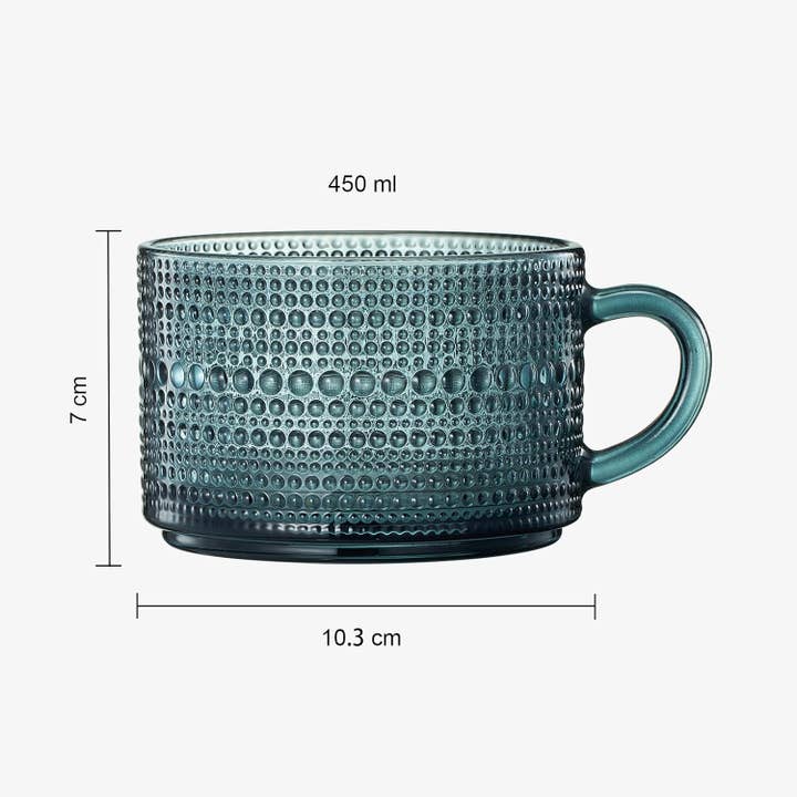 The Wine Savant / Khen Glassware – Großhandel Kaffeebecher – Kaffeetassen aus farbigem Glas im Vintage-Stil, 6-teiliges Set