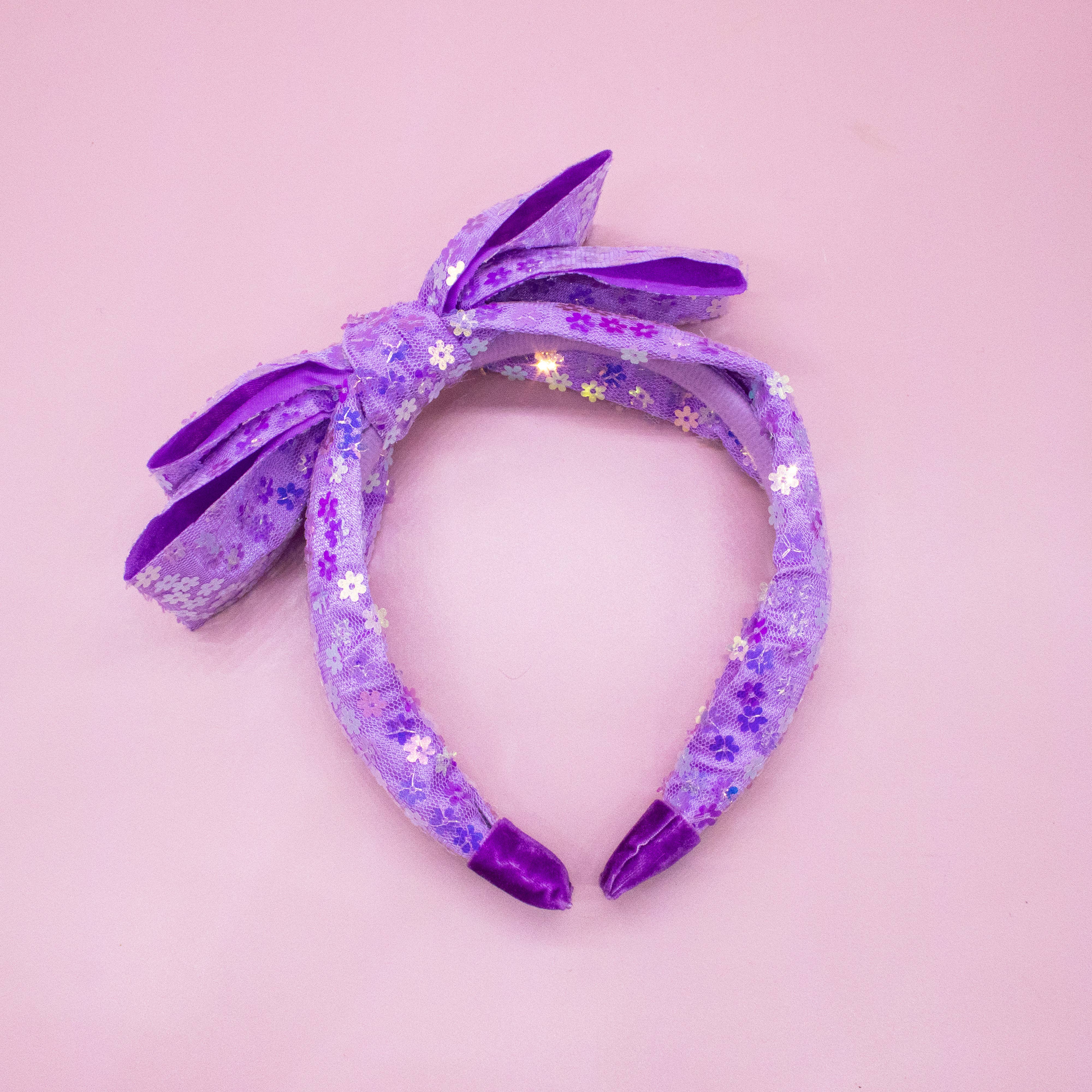 Frog Sac - Vente Serre-tête – enfant - Bandeau à gros nœud - Paillettes à double couche16