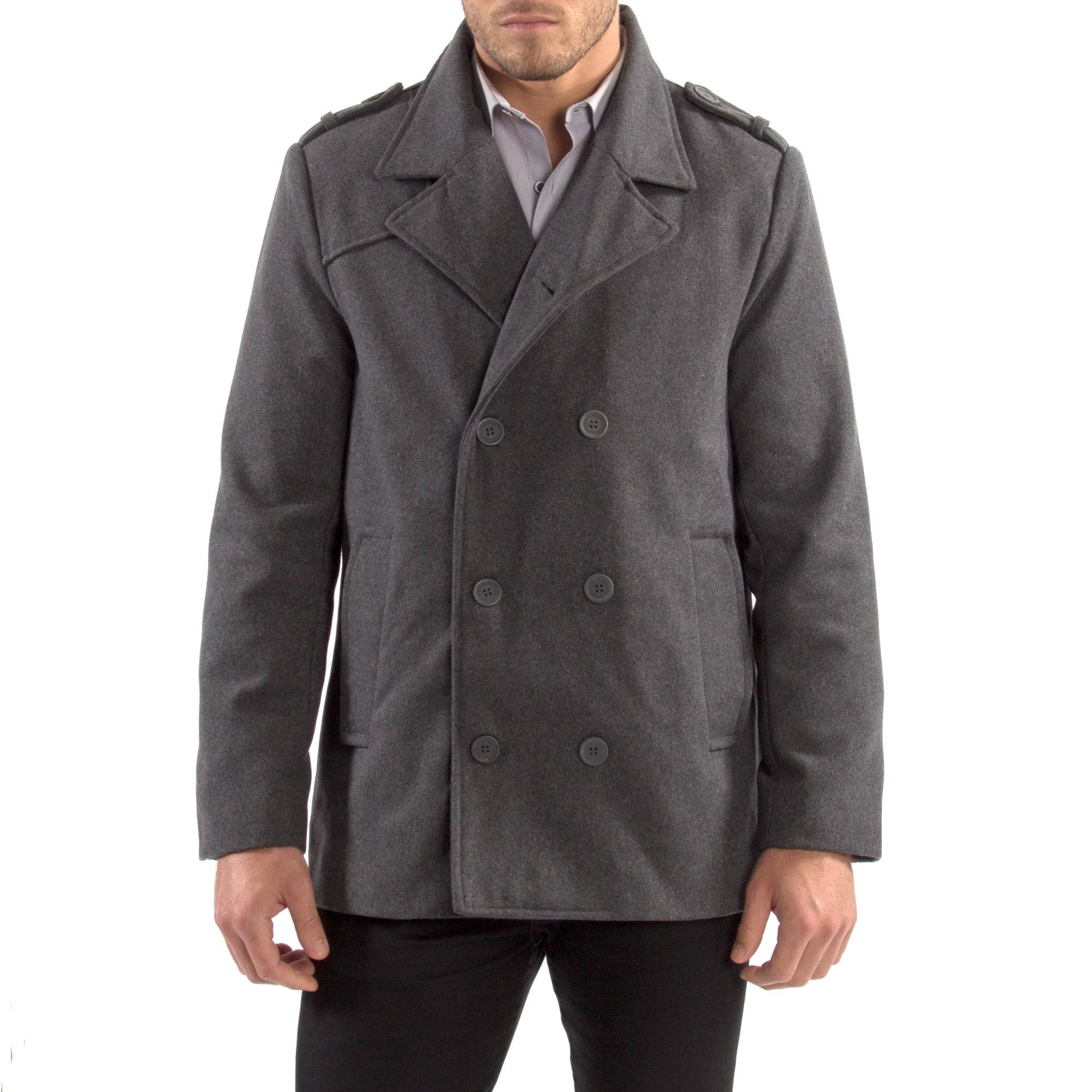 Alpine Swiss - Wholesale Peacoat - Men's - Jake Mens Pea Coat Wool Blend Double Breasted Dress Jacket P4