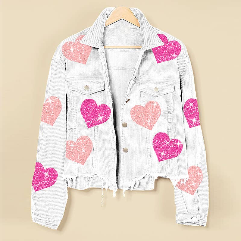 HIDDENBRAND - Wholesale Jacket - Women's - Love Sequins With Loose Corduroy Fleece Jacket6