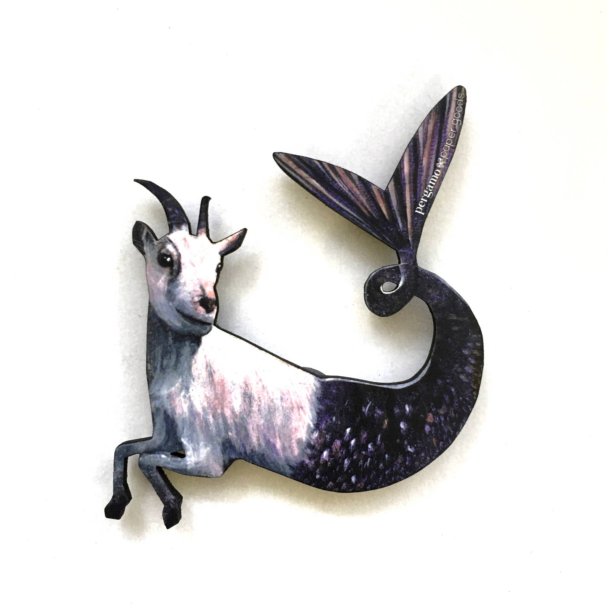 Pergamo Paper Goods - Wholesale Magnet - Capricorn - Goat Mermaid Laser Cut Wood Magnet2