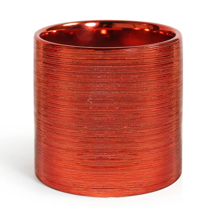 Ætsede Metallisk Rød | H-6" x D-6" - Orkidépotte for engroshandel hos Galore Home