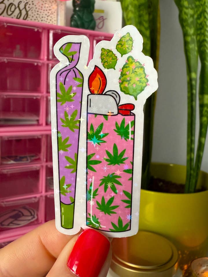 Stoner stickers / Weed stickers (holographic) for wholesale by Party Like A King