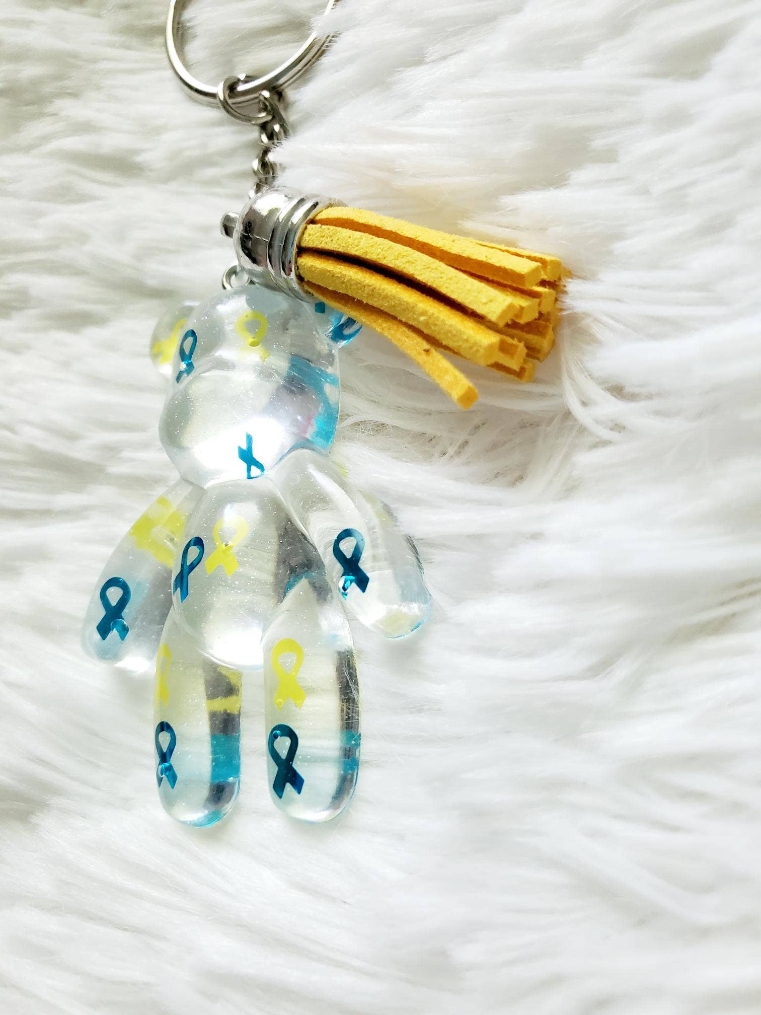 Tots And Tumblers Art – wholesale Keychain – Women's – Down Syndrome Awareness Ribbon Bear Keychain7