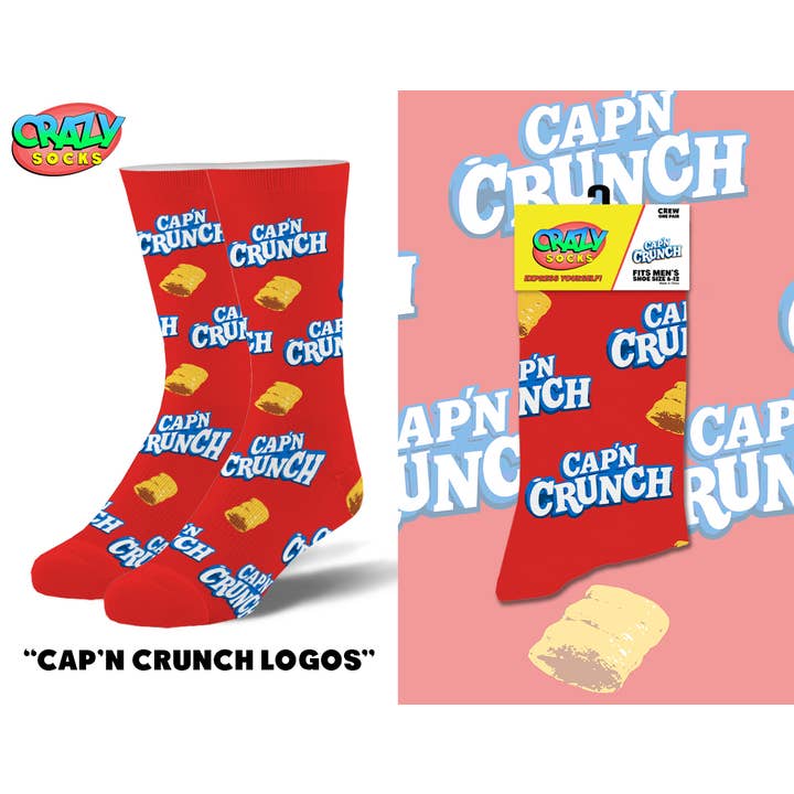 Capn Crunch Logos - Mens Crew Folded for wholesale by Crazy Socks