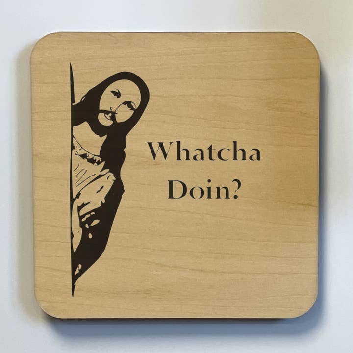 WHATCHA DOIN? PEEKING JESUS Magnet/Drink Coaster for wholesale by dkhandmade