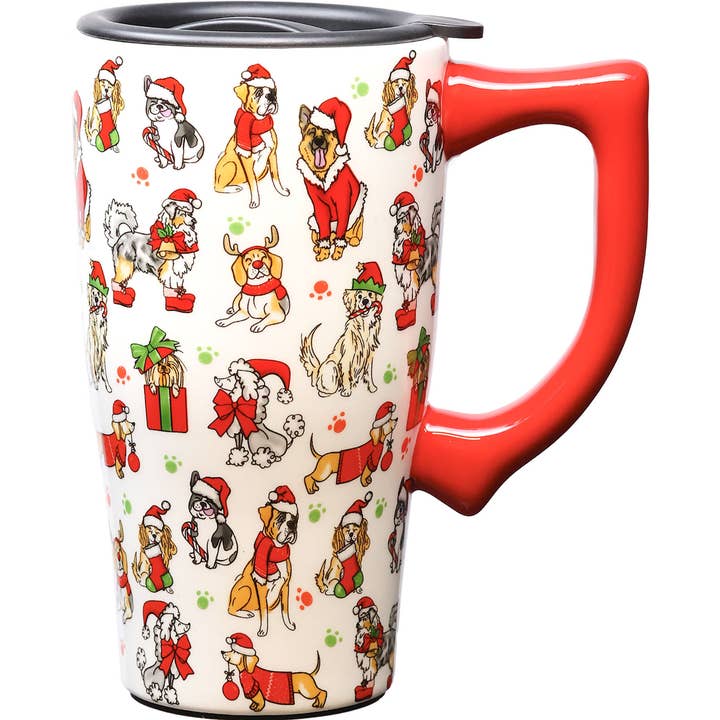 Mug de voyage Christmas Dogs pour la vente par Spoontiques, Inc