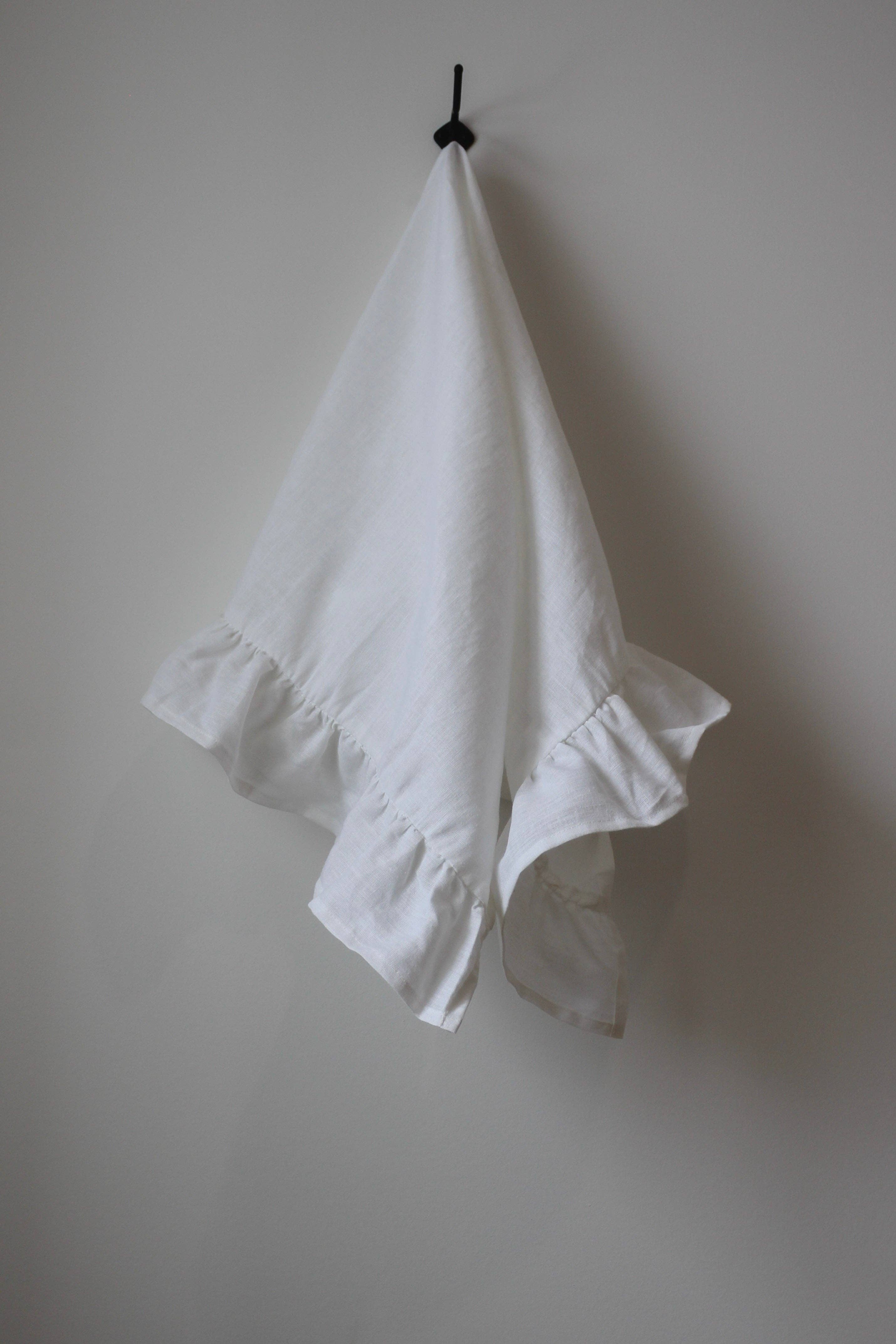 PJ Society - Wholesale Tea Towel - The Sadie Ruffle Tea Towel- White1