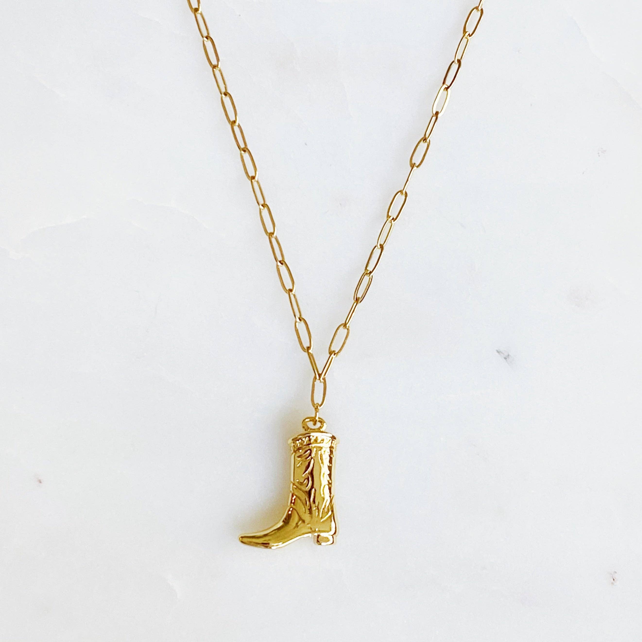 Ellison+Young - Wholesale Pendant/Charm Necklace - Golden Cowgirl Boot Necklace3