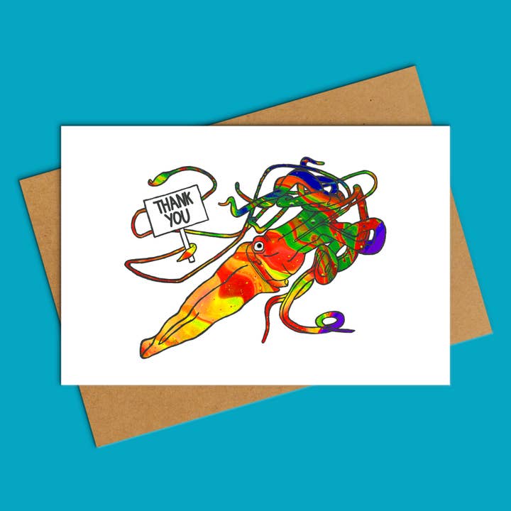 Danke Tintenfisch Grußkarte für den Großhandel von Deb Almond Art