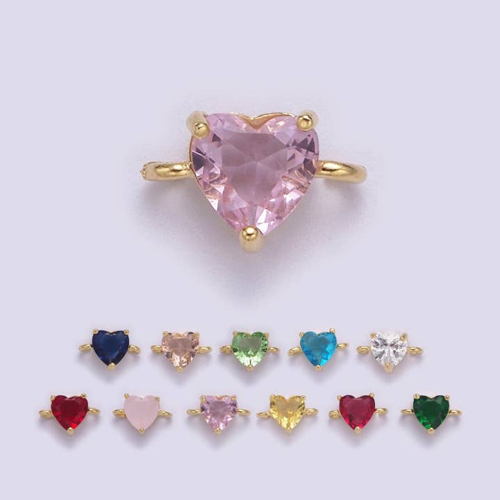 Conectores de Coração Coloridos Charms Mini Conectores de Dia dos Namorados Pequenos Charms de Coração Suprimentos de Joalharia 10x7mm F-629~F-640 por atacado de Aim Eternal