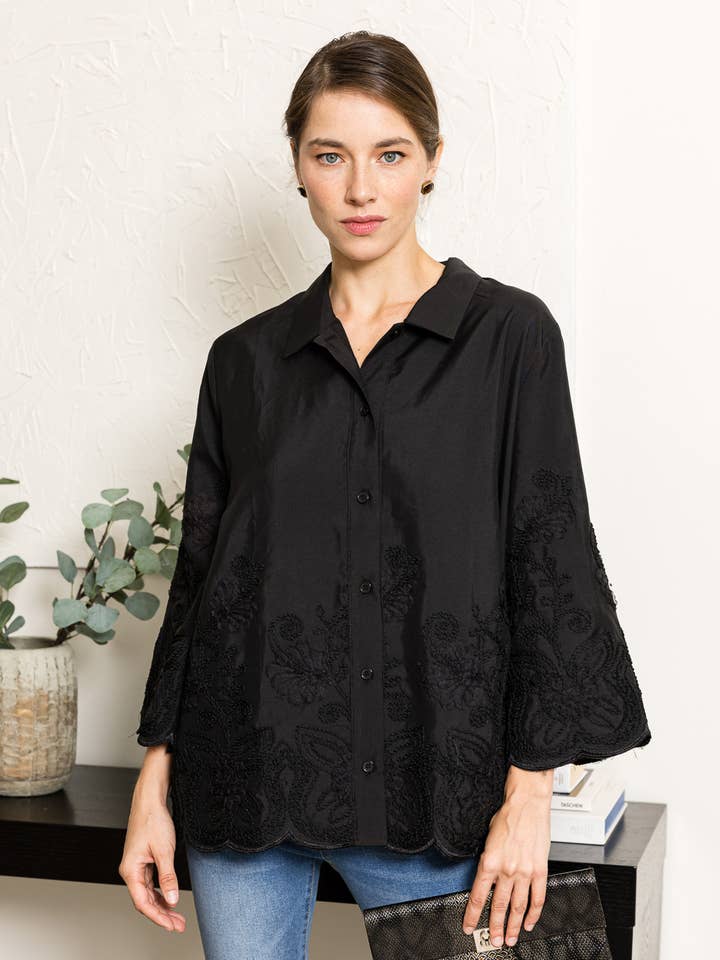 Jase Embroidered Blouse for wholesale by Joh Apparel
