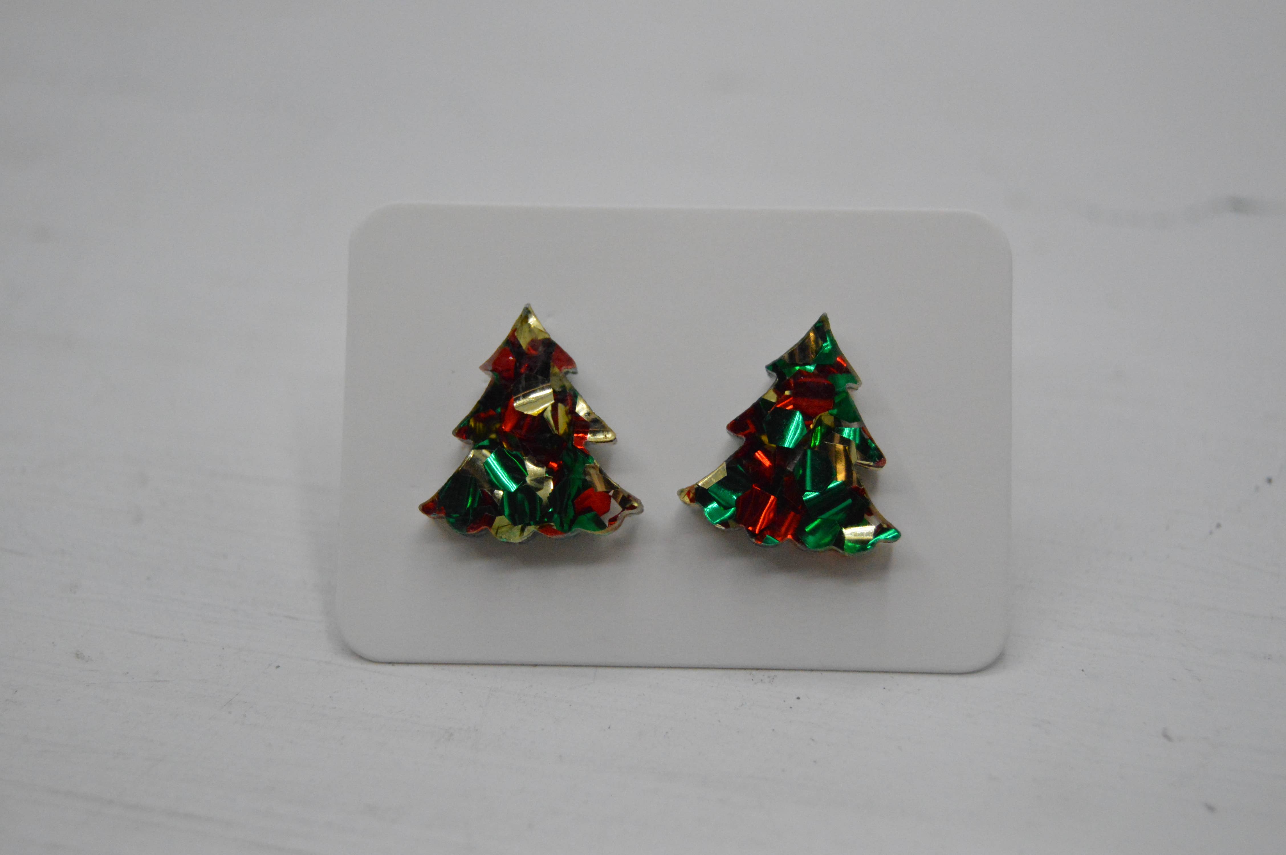 The Adorned Fox - Wholesale Dangle Earrings - Christmas Tree Acrylic Stud Earrings, Sparkly, Glitter, Bow 1