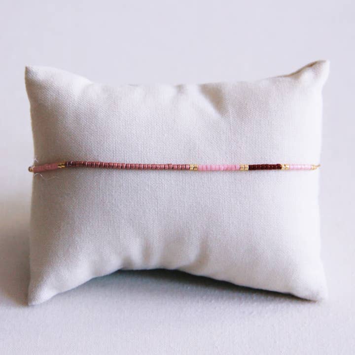 Bazou - Wholesale Beaded Bracelet - Miyuki bracelet color blocking - lilac/taupe/bordeaux1